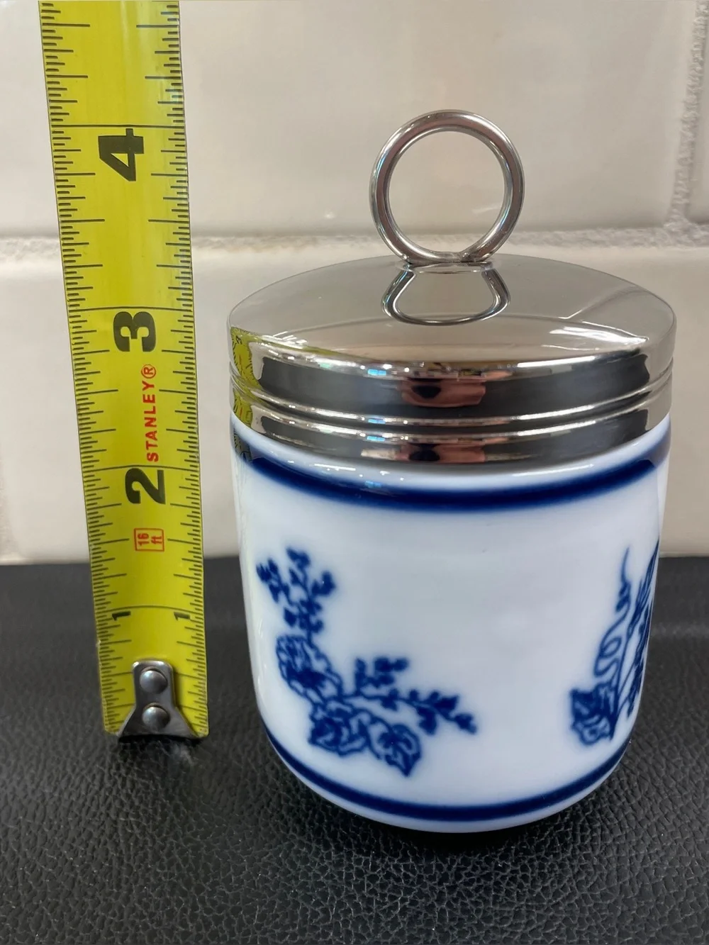 Williams Sonoma French Floral Blue and White Double Egg Coddler